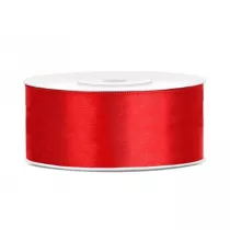 PartyDeco Tasiemka satynowa czerwona 25mm x 25m