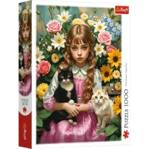 Puzzle 1000 Dziewczynka z kotami TREFL