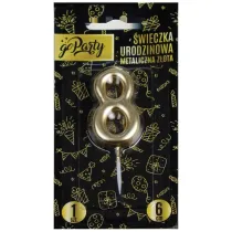 GoParty �wieczka urodzinowa 8 Metaliczna z�ota