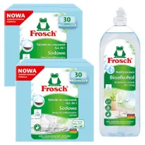 Frosch Sodowe tabletki do zmywarek All in 1 + Nab�yszczacz na bazie Bioalkoholu Zestaw 2 x 30 szt. + 750 ml