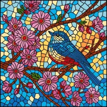 Ideyka Malowanie po numerach - Witra�. Sikorka 30x30cm