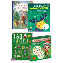 Pakiet: wity pan Mikoaj, Zimowe kolorowanki z reniferem, Ale Pary witeczne, 160 naklejek. Mikoaj i przyjaciele
