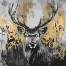 Malowanie po numerach - Zoty jele metal 40x40cm