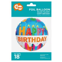 Godan Balon foliowy 18" Happy Birthday �wieczki