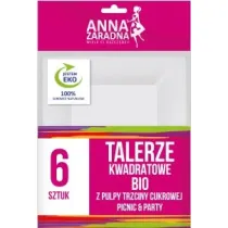 Anna Zaradna Talerze kwadratowe z trzciny cukrowej 20 x 20 cm Picnic&Party 6 szt.