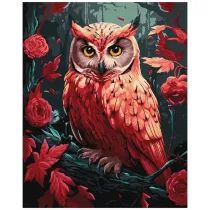 Ideyka Malowanie po numerach - Kolorowa sowa z farbami metalicznymi extra 40x50cm