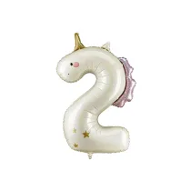 PartyDeco Balon foliowy Cyfra   2   Jednoro�ec, 93cm, mix