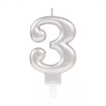 Amscan �wieczka cyferka 3 Sparkling Celebrations srebrna