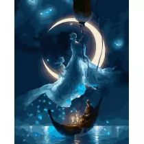 Twoje Hobby Malowanie po numerach czarne p��tno - Ksi�ycowa posta� 40x50cm