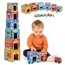 Wiea do ukadania piramida miasto sorter z figurkami i pojazdami Multistore