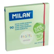 Milan Karteczki samoprzylepne Super Sticky Pastel 76 x 76 mm zielone 90 kartek 90 szt.