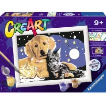 Malowanie po numerach CreArt - Pies z kotkiem noc� Ravensburger