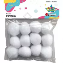 Titanum Pompony poliestrowe bia�e 12 szt.