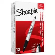 Paper Mate Marker pemanentny dwustronny Sharpie czarny 12 szt.