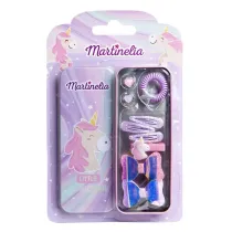 Martinelia Little Unicorn zestaw ozdb do wosw dla dzieci w metalowym pudeku 10 szt.