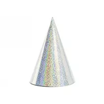 PartyDeco Czapeczki holograficzne srebrne 16cm