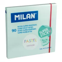 Milan Karteczki samoprzylepne Super Sticky Pastel 76 x 76 mm niebieskie 90 kartek 90 szt.