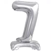 Amscan Balon foliowy mini cyfra 7 na stojaku srebrna