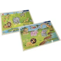 Puzzle Ukladanka drewniana 30x23cm Zwierz�ta mix Merkpol