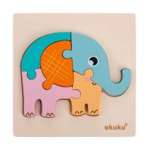 Puzzle drewniane Słoń Akuku