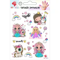 Tatuae zmywalne dla dzieci Ksiniczki jednoroce All4Kids