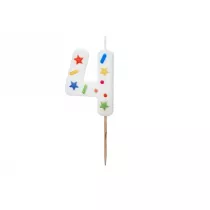 PartyDeco wieczka urodzinowa 4 biaa konfetti 5.5cm