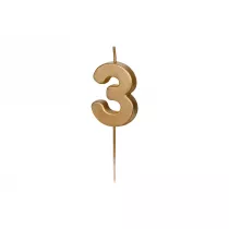 PartyDeco �wieczka urodzinowa 3 z�ota 4.5cm
