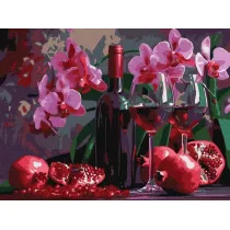 Ideyka Malowanie po numerach - Wino i orchidee 30x40cm