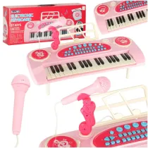 Keyboard dla dzieci pianinko interaktywne organki 37 klawiszy mikrofon statyw rowe
