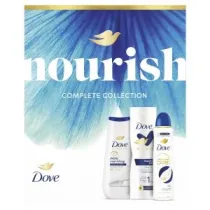 Dove Nourish Zestaw kosmetyk�w: �el pod prysznic + Balsam do cia�a + Dezodorant 225 ml + 250 ml + 150 ml