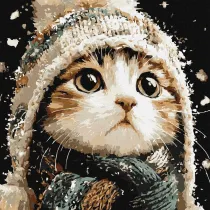 Ideyka Malowanie po numerach - �nie�ny kotek 40x40cm