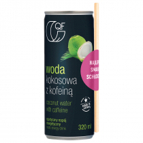 Quality Food Woda kokosowa z kofeiną + słomka GRATIS Zestaw 320 ml