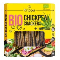 Krippu Krakersy proteinowe z ciecierzycy z nasionami konopi 80 g Bio