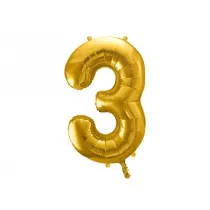 PartyDeco Balon foliowy 3 86cm zoty