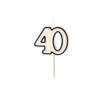 PartyDeco wieczka urodzinowa 40 biao-czarny 5,5cm