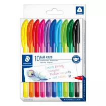 Staedtler, D�ugopisy jednorazowe tr�jk�tne, M, 10 kolor�w 10 szt.