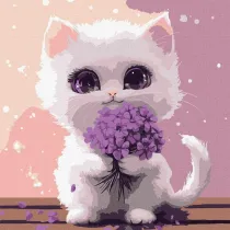 Ideyka Malowanie po numerach - Kot z bukietem Kids 30x30cm