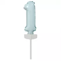 Amscan Balon foliowy mini cyfra 1 pastel niebieska 4x12cm