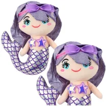 Leantoys Syrenka pluszowa z ogonem w cekiny fioletowa 28cm