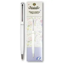 Tadeo D�ugopis metalowy. Cristallo z kryszta�kiem Swarovskiego. Bia�y