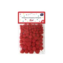 Interdruk Pompony do dekoracji 80 szt Red