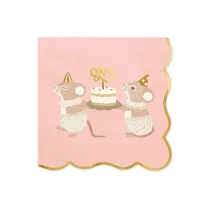 PartyDeco Serwetki One Myszki r�owy 33x33cm