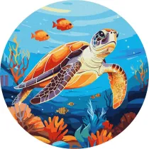 Ideyka Malowanie po numerach okr�g�e - Mieszka�cy oceanu 26cm