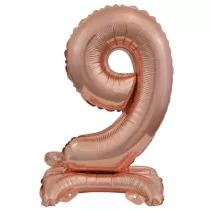 Amscan Balon foliowy mini cyfra 9 na stojaku r�owe z�oto