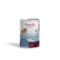 FamilyFirst Puszka dla psa, dziczyzna/woowina/marchew, junior, duoproteina 400 g