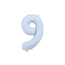 PartyDeco Balon foliowy Cyfra 9 mglisty niebieski 86cm