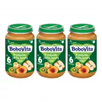 BoboVita Deserek Brzoskwinie jabka banany i kiwi po 6 miesicu Zestaw 3 x 190 g