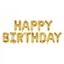 PartyDeco Balon foliowy Happy Birthday z�oty 340x35cm