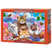 Puzzle 500 el. Kittens with Flowers Castorland