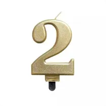 GoParty �wieczka cyfra 2 metalizowana z�ota